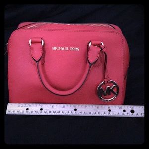 Red Michael Kors saffiano leather purse